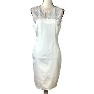 Cache White with Silver Beaded Sexy Sheath Dress Size 10